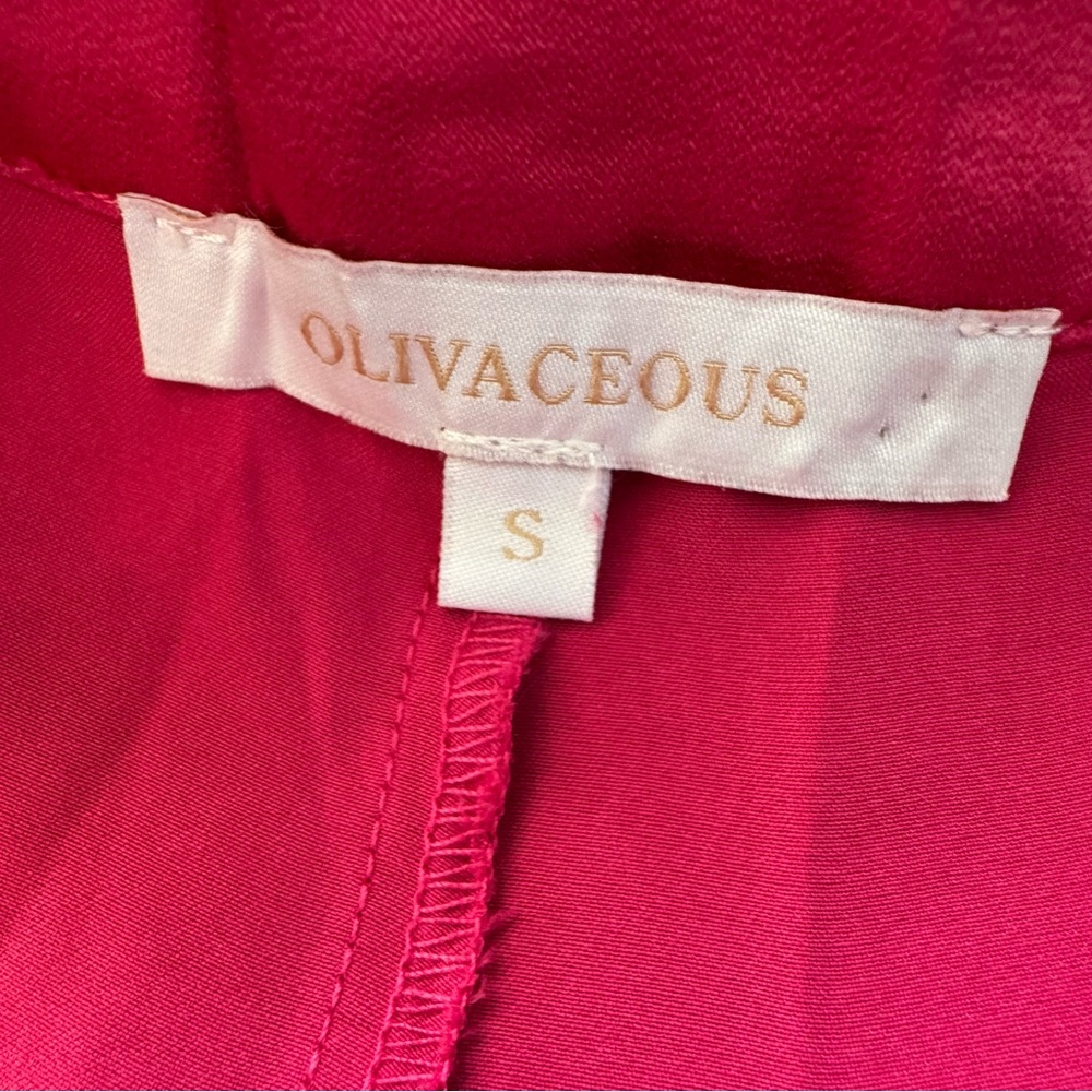 Olivaceous Pink Satin Flowy Straight Leg Pants. Size Small - Picture 2 of 9